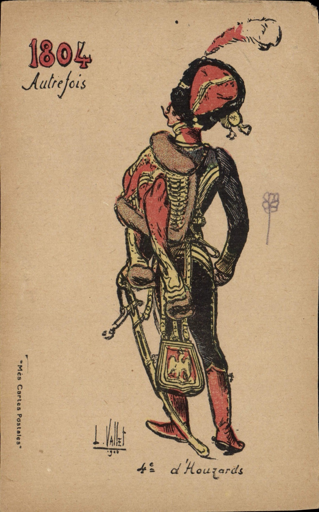 Vintage Postcard Militaria 1804 4th Hussars Formerly