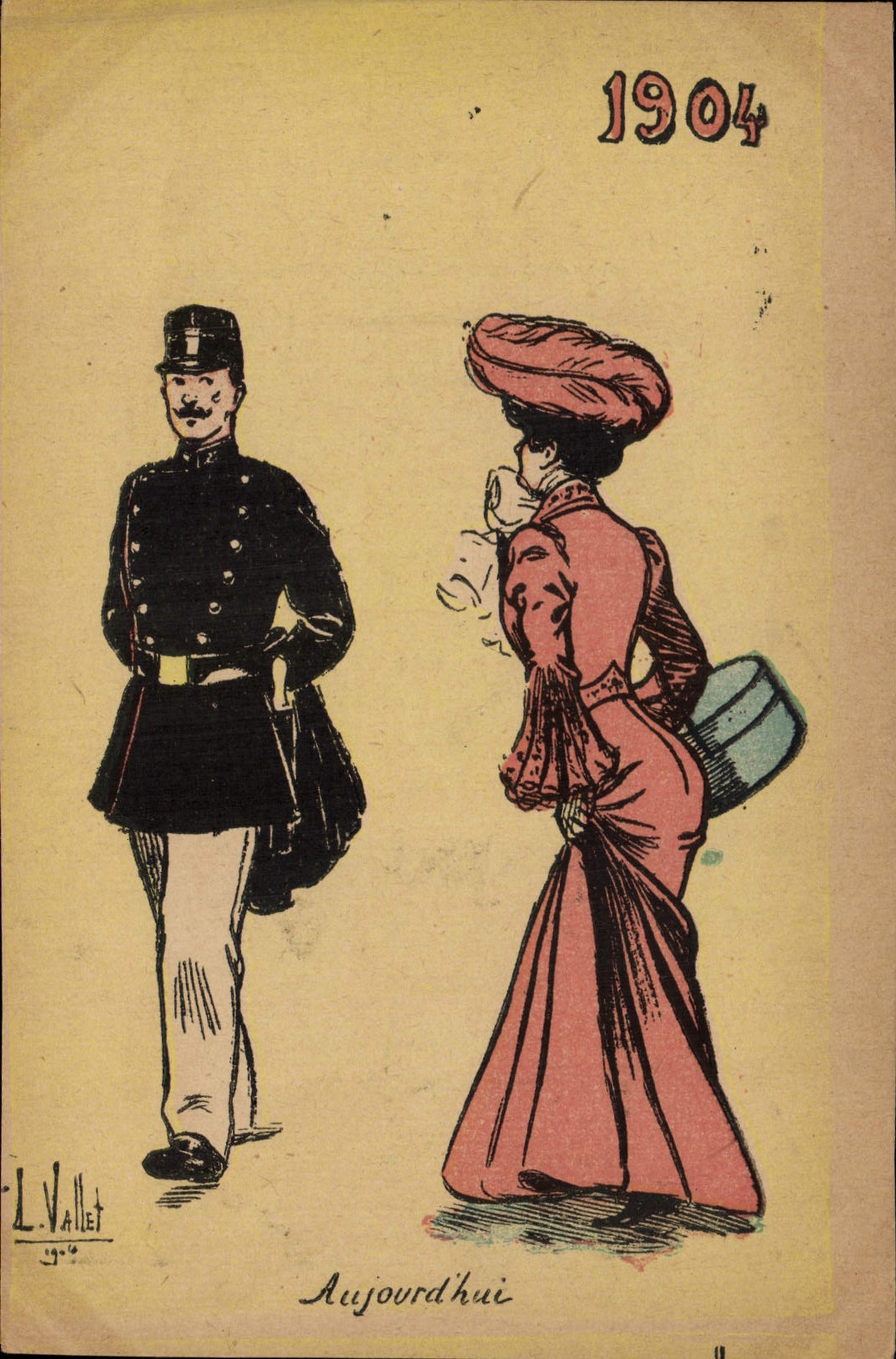 Vintage Postcard Militaria 1904 Today Woman