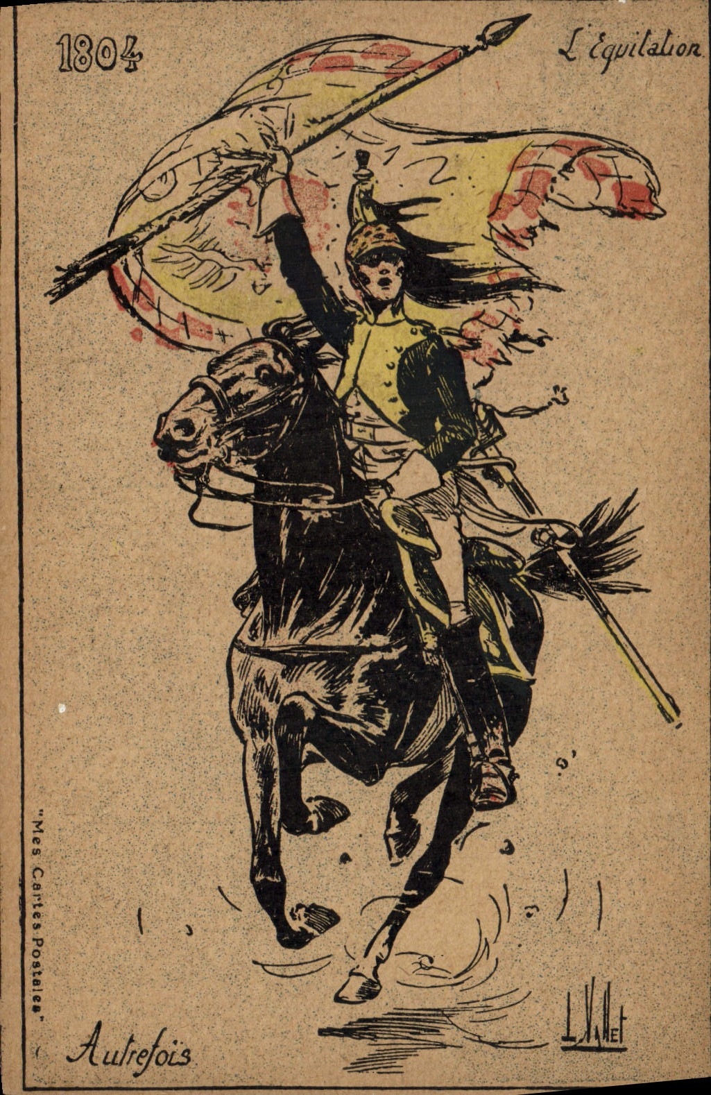 CPA Militaria 1804 L'equitation Cheval Autrefois