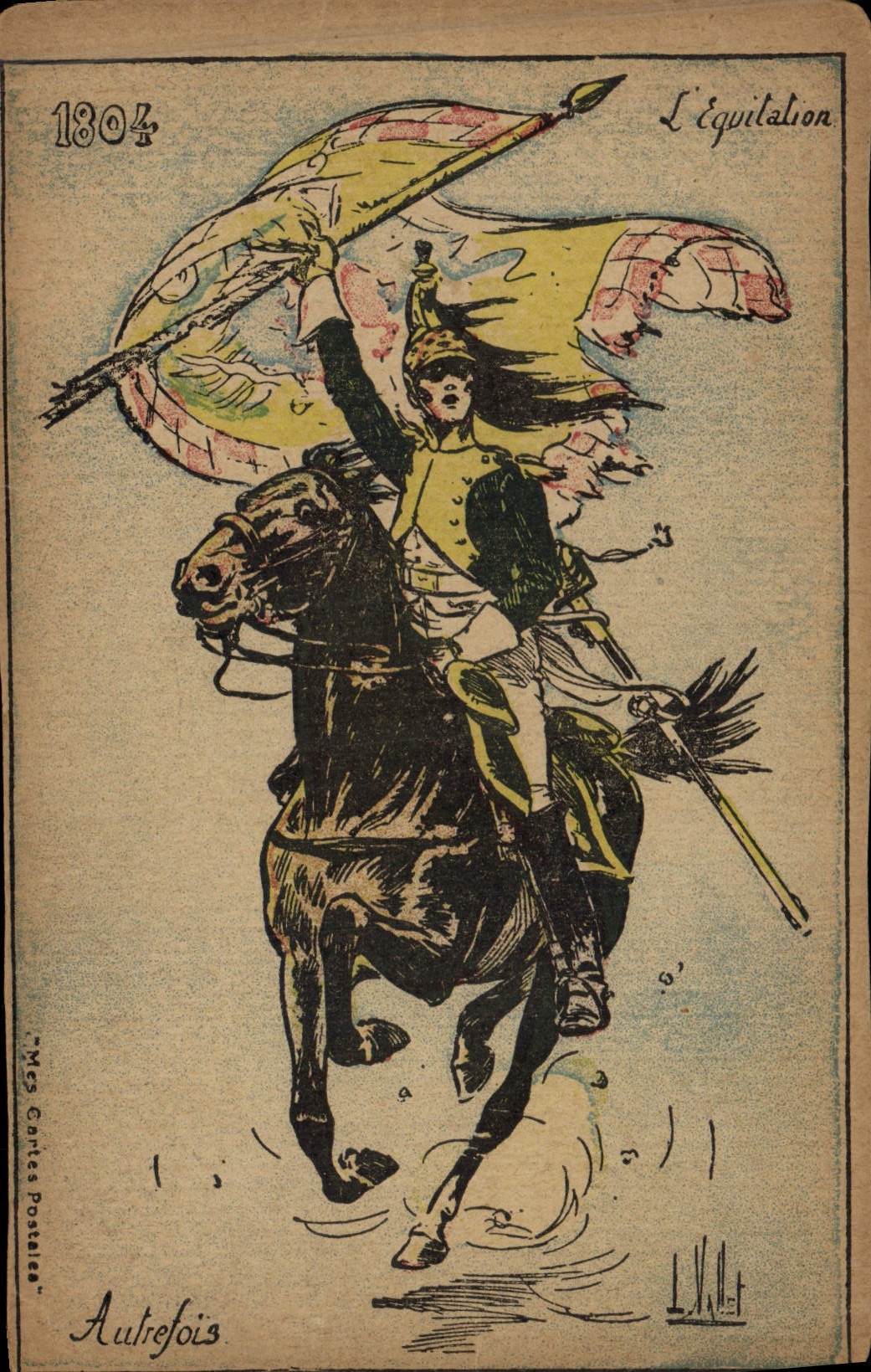 CPA Militaria 1804 L'equitation Cheval Autrefois