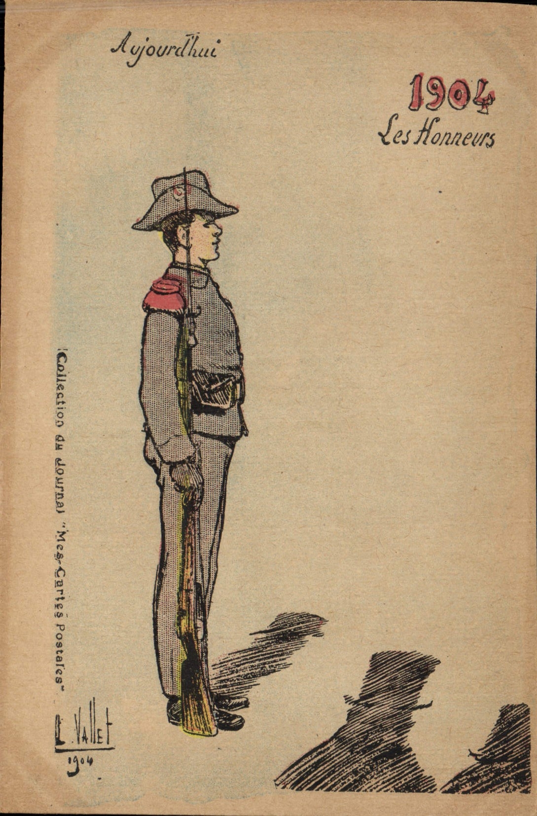 Postal Militaria 1904 los honores antes Criado