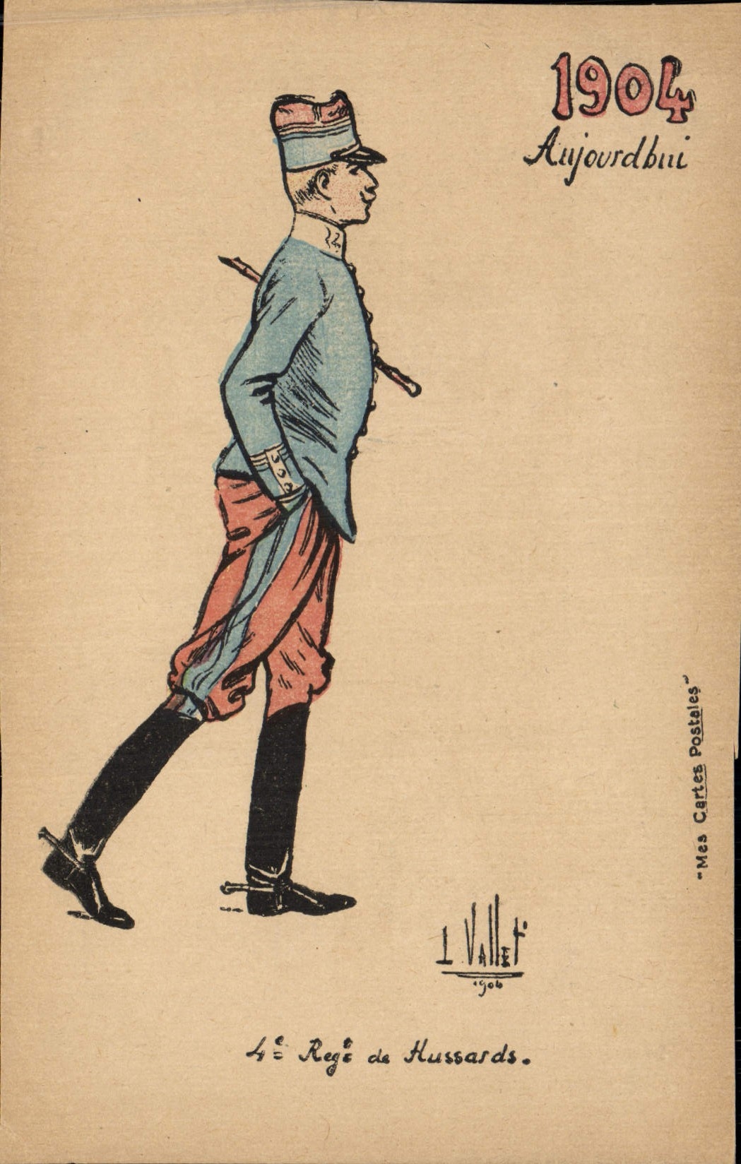 CPA Militaria 1904 4eme regiment de Hussards