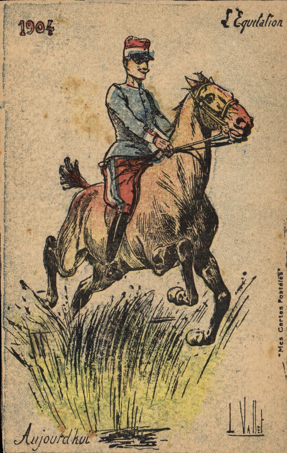 Postal Militaria 1804 la equitación Caballo
