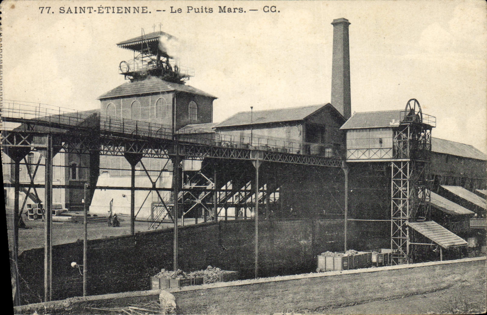 Vintage Postcard Mines Mines Saint Etienne the Well Mars