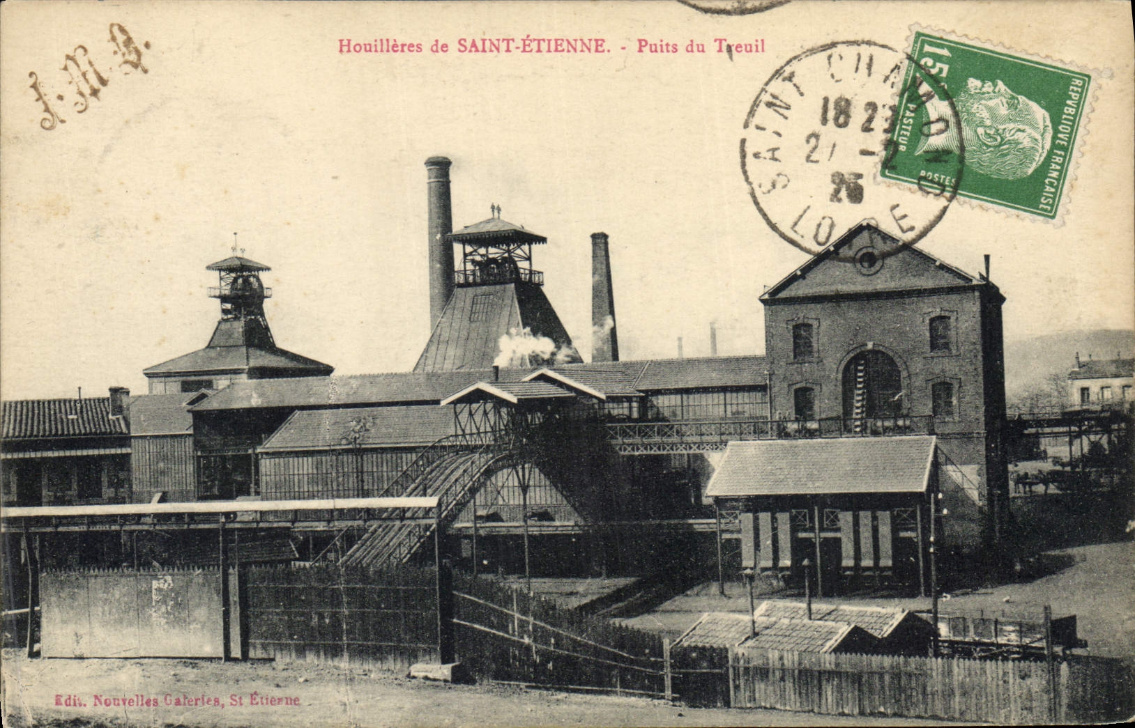 CPA Mine Mines Houilleres de Saint Etienne Puits du Treuil