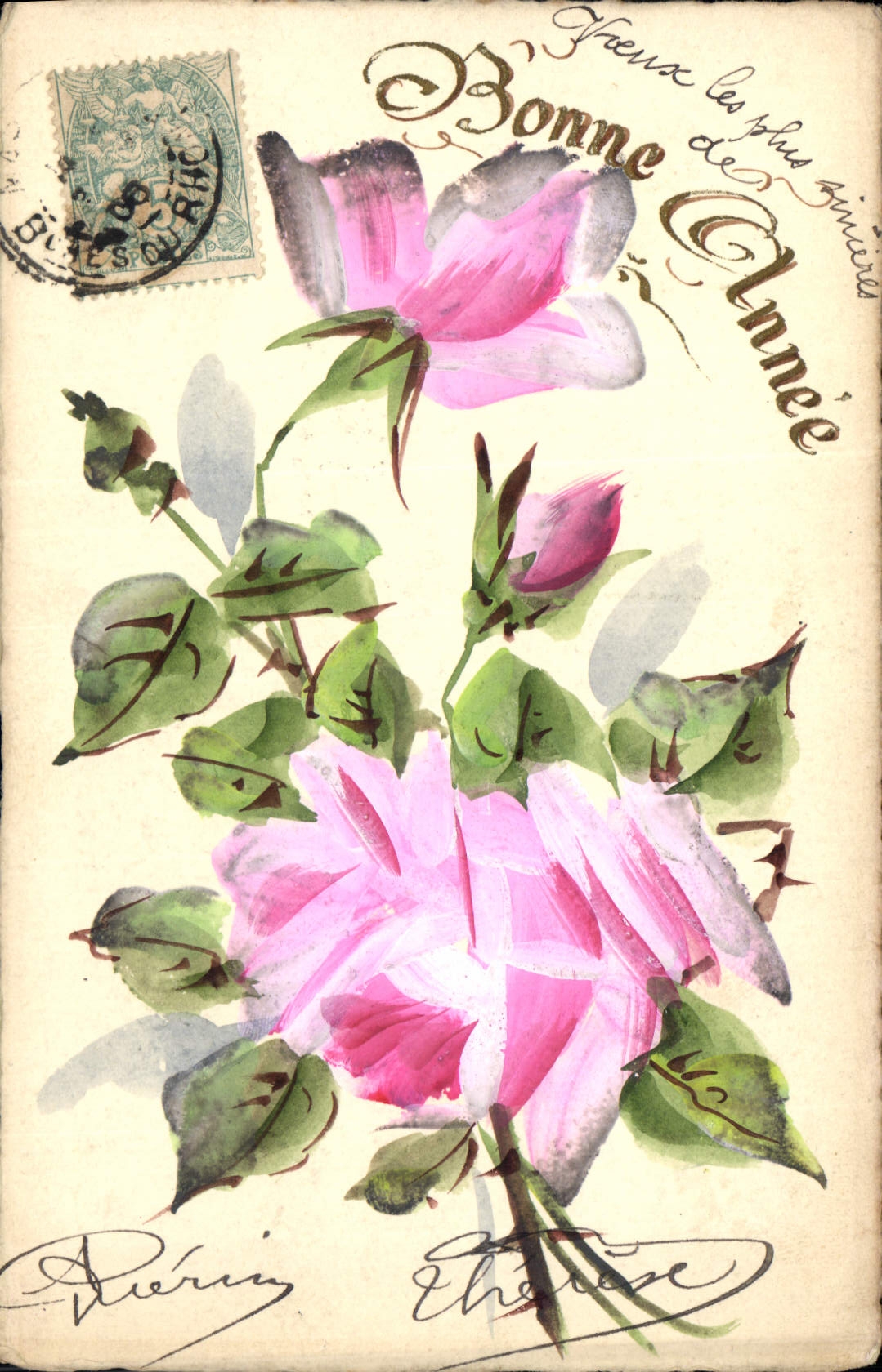 CPA Fantaisie (dessin a la main) Fleurs