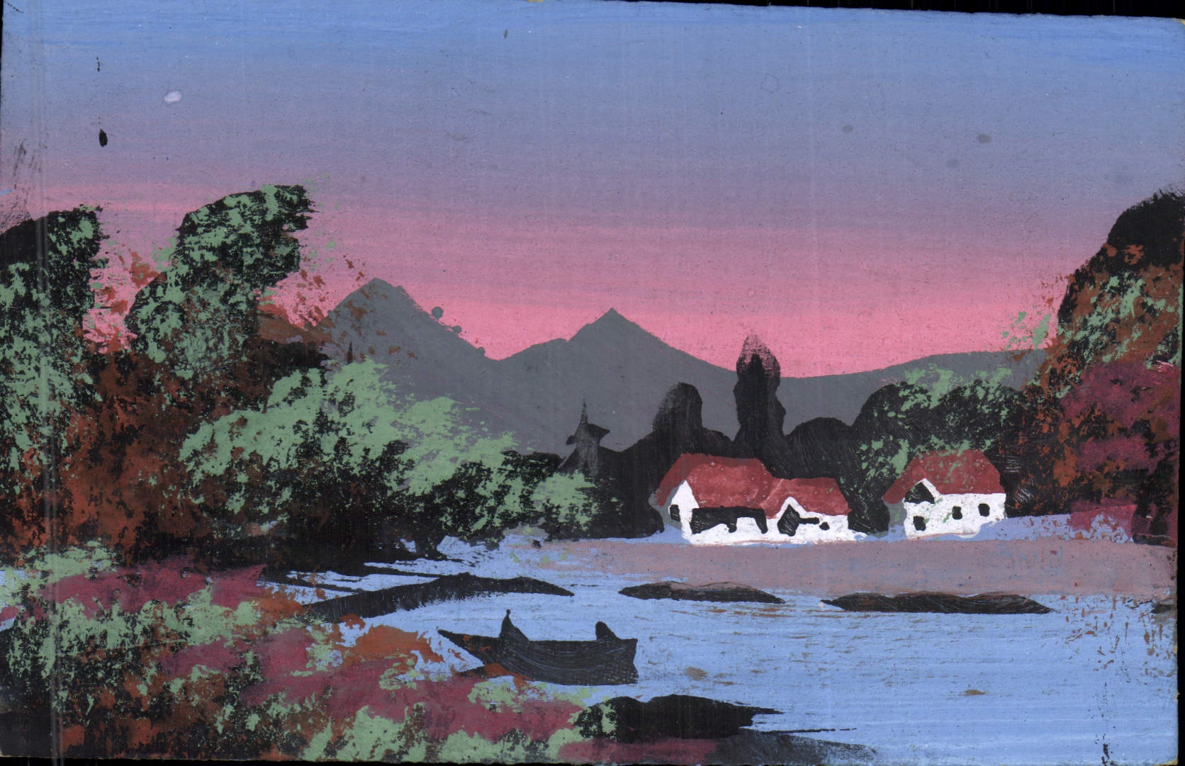 CPA Fantaisie (dessin a la main) Paysage 