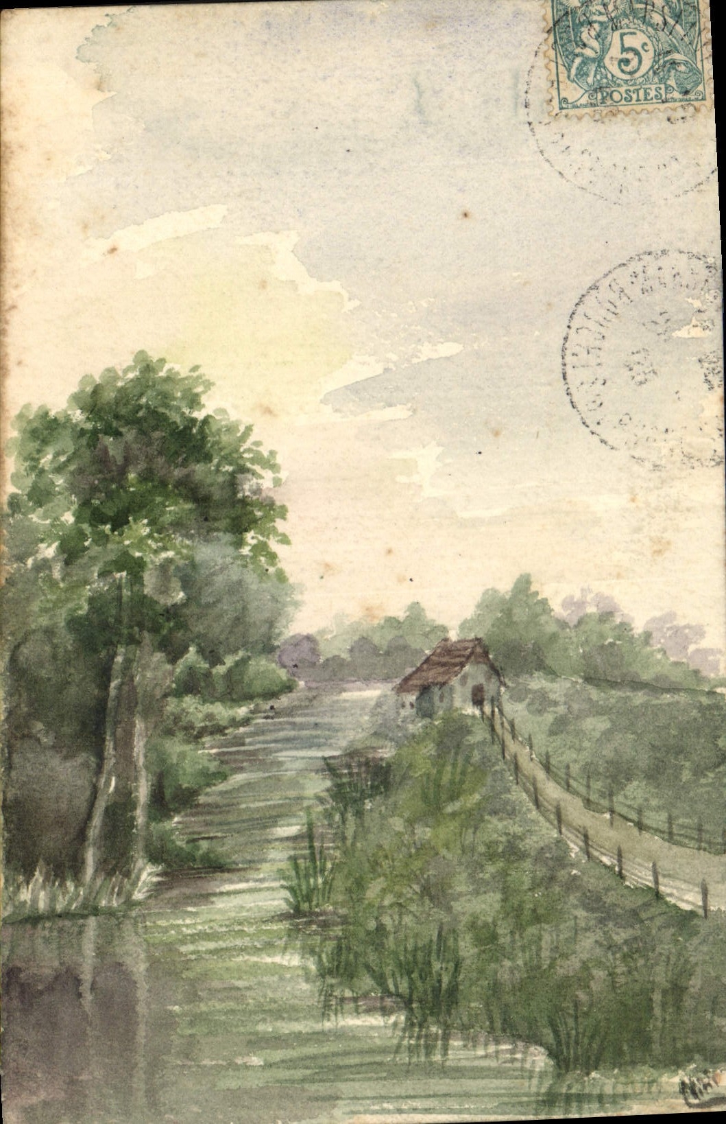 CPA Fantaisie (dessin a la main) Paysage