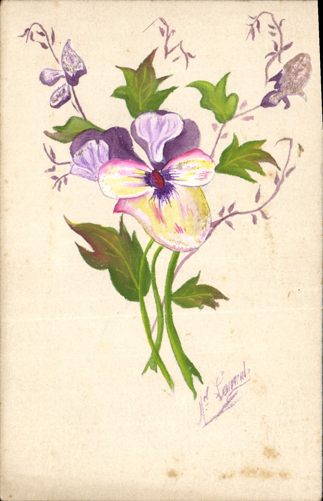 CPA Fantaisie (dessin a la main) Fleurs