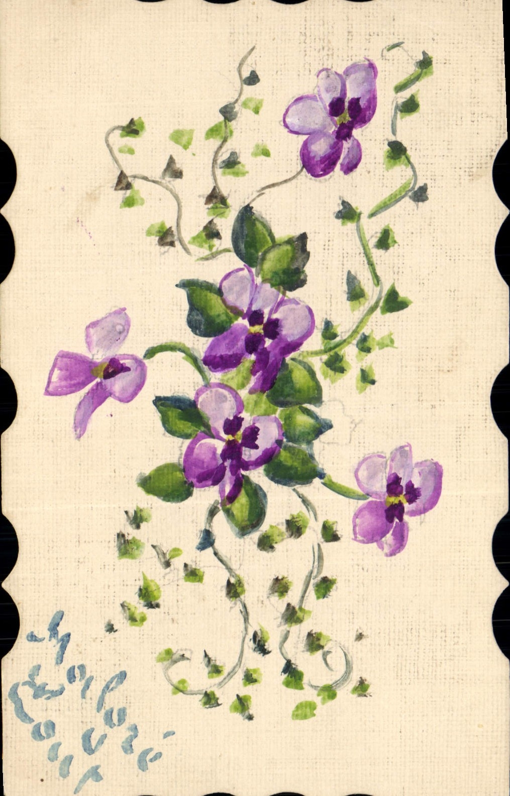 CPA Fantaisie (dessin a la main) Fleurs