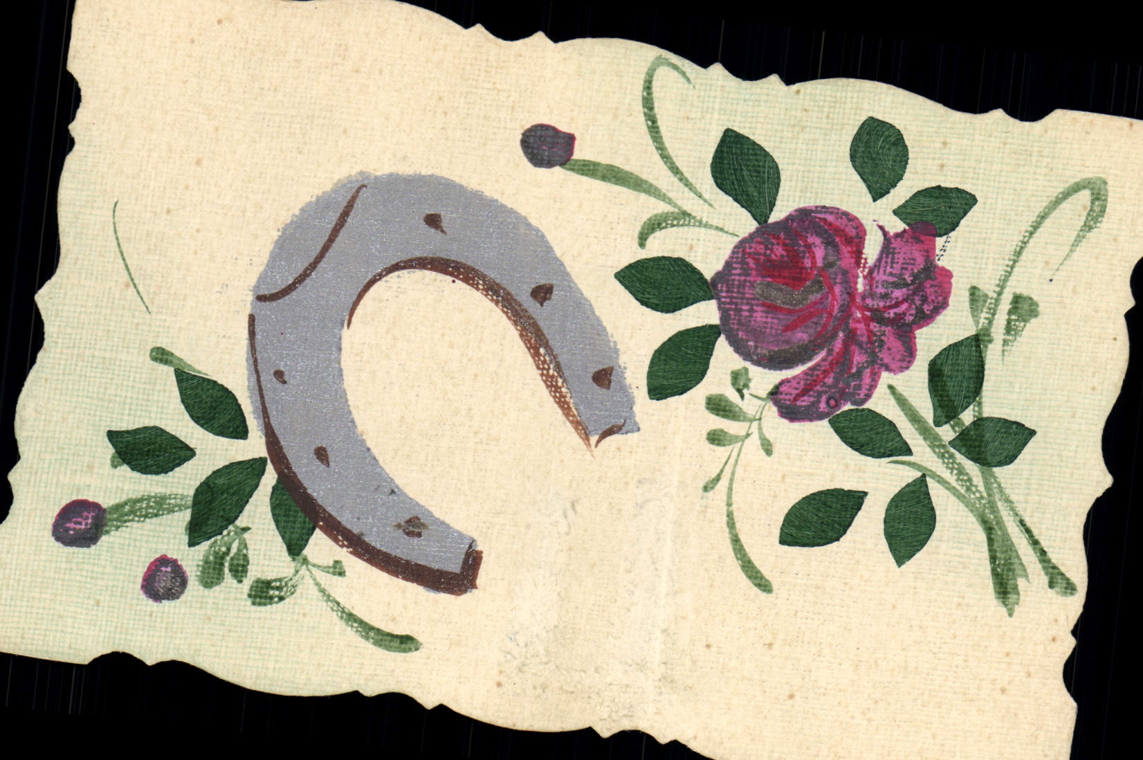 CPA Fantaisie (dessin a la main) Fleurs Fer a cheval