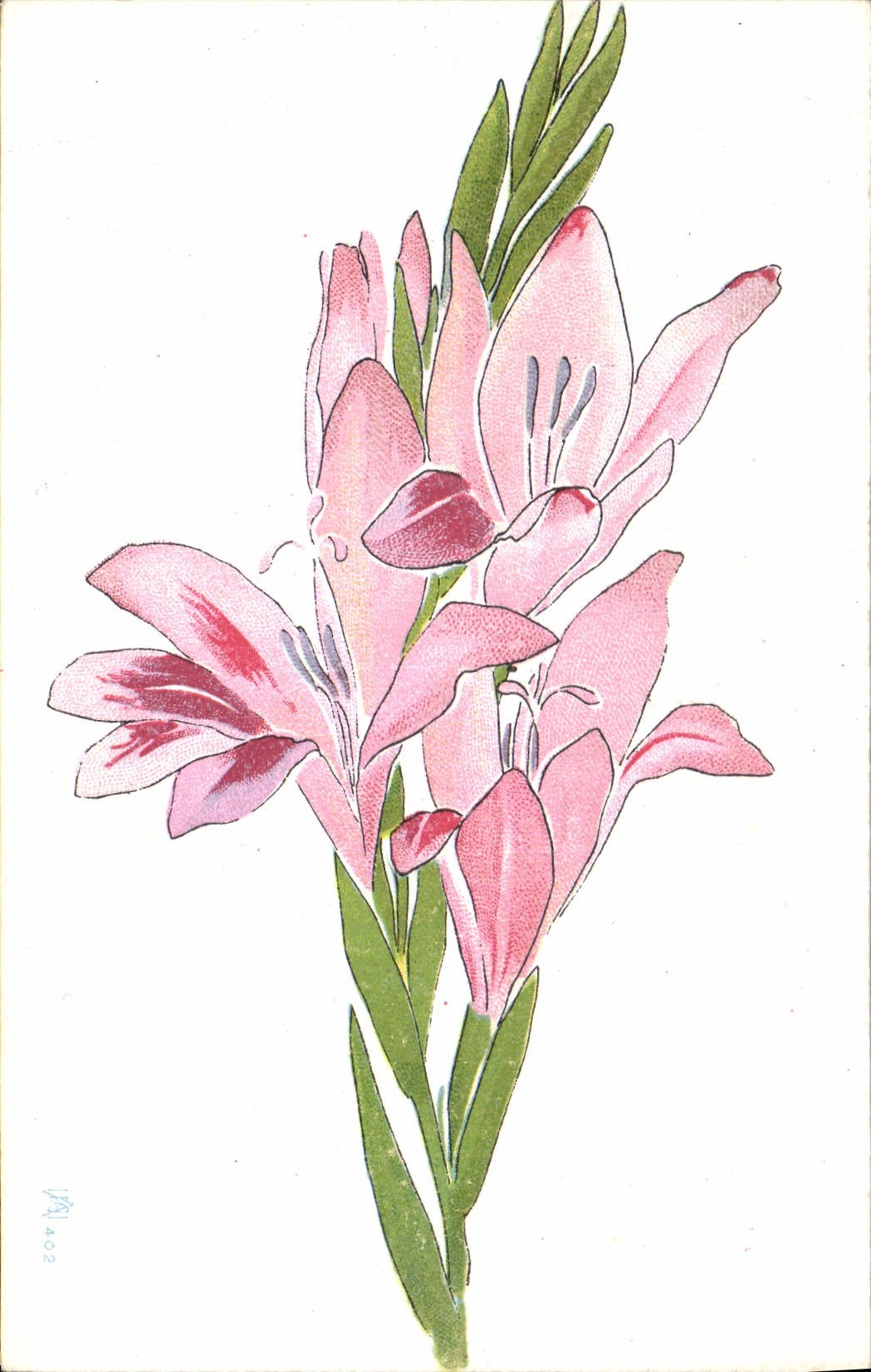 CPA Fantaisie (dessin a la main) Fleurs