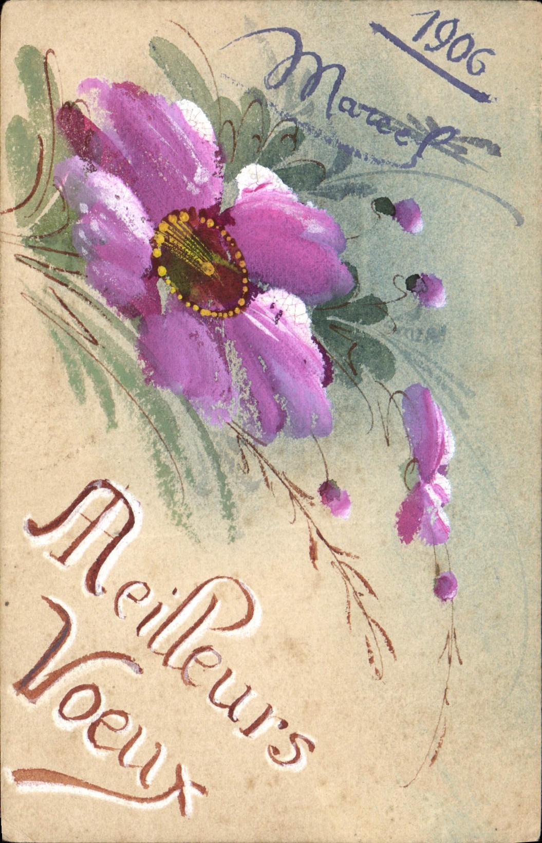 CPA Fantaisie (dessin a la main) Fleurs