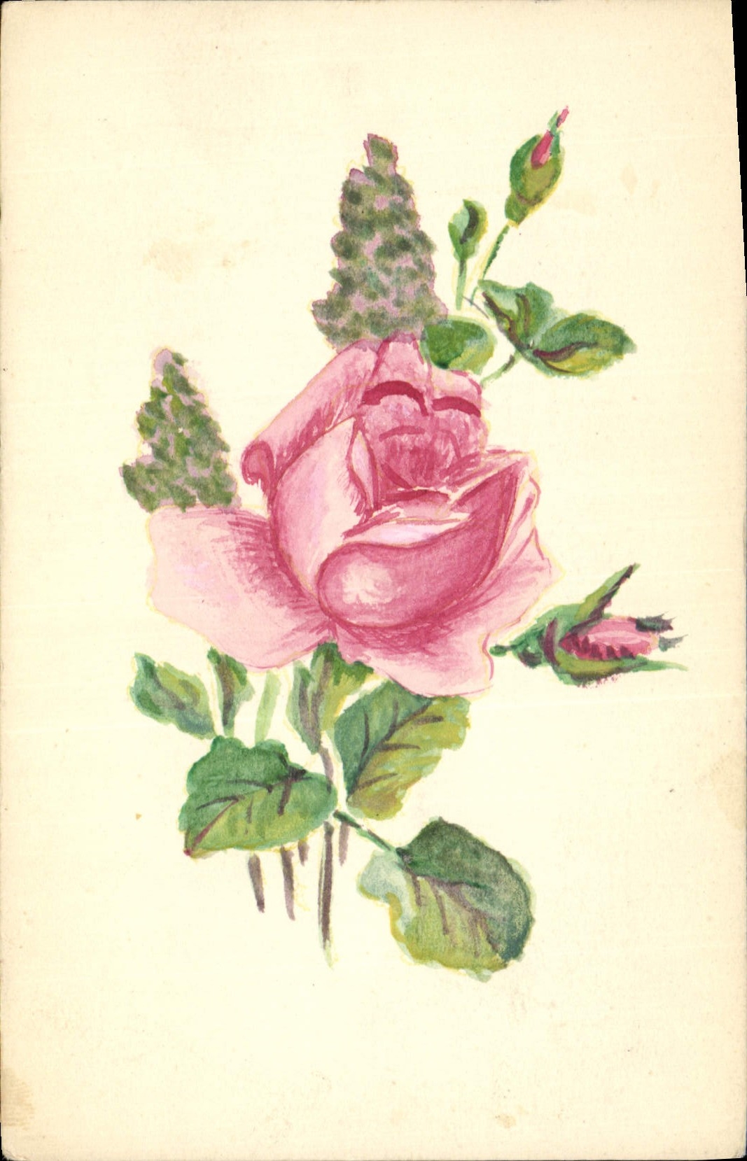 CPA Fantaisie (dessin a la main) Fleurs