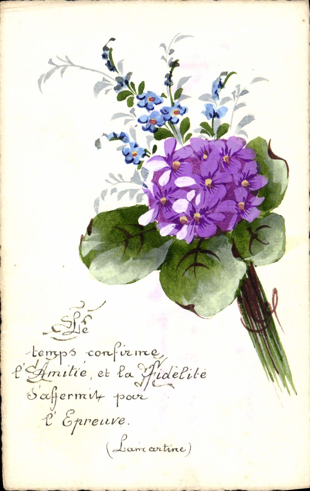 CPA Fantaisie (dessin a la main) Fleurs