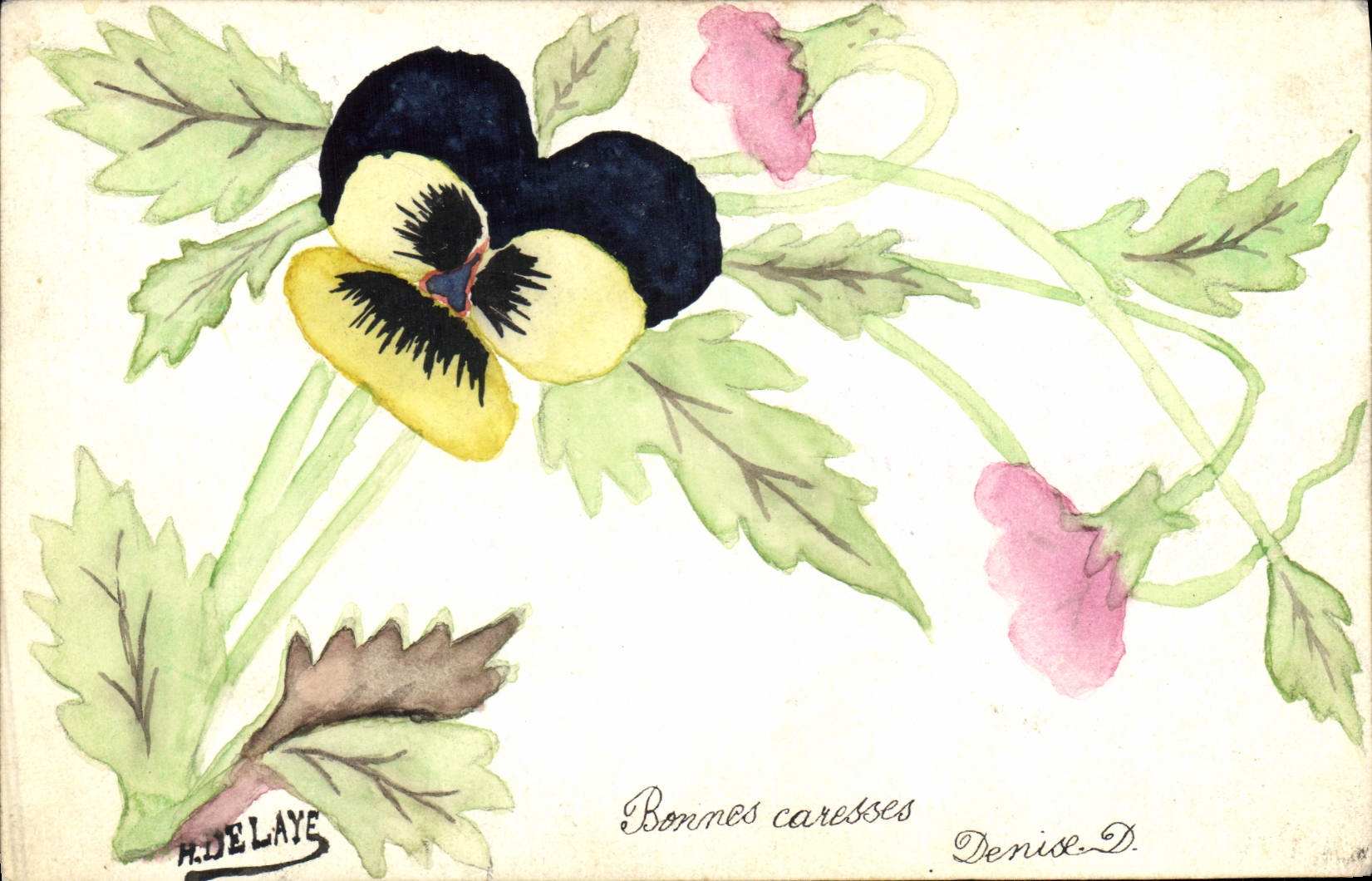 CPA Fantaisie (dessin a la main) Fleurs