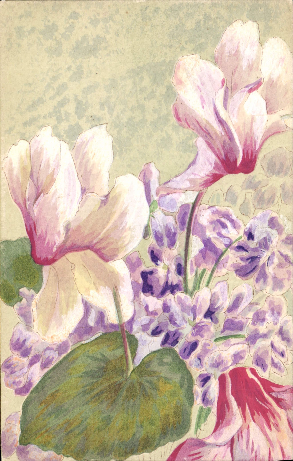 CPA Fantaisie (dessin a la main) Fleurs