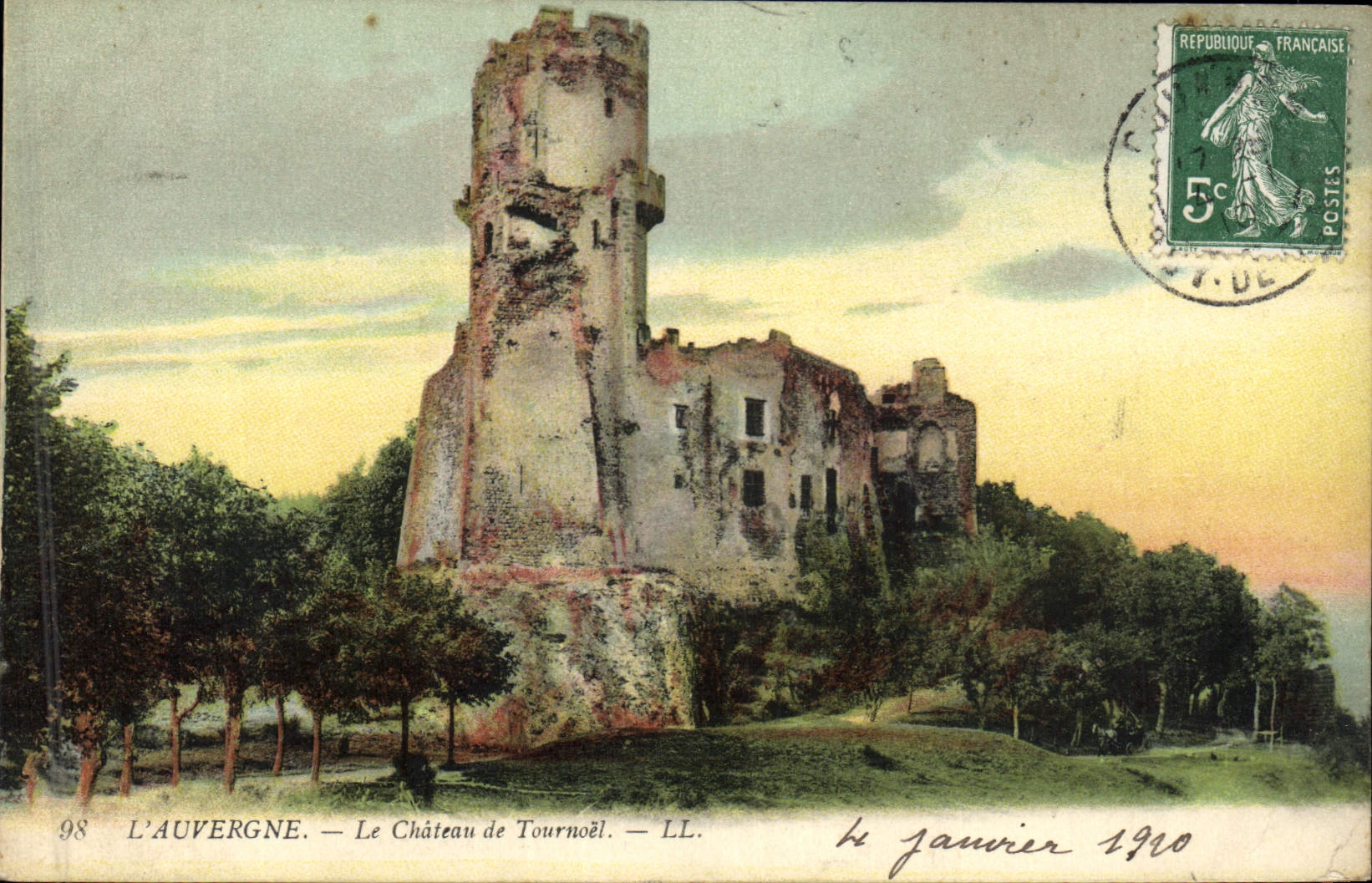 Vintage Postcard Castle of Tournoel Auvergne