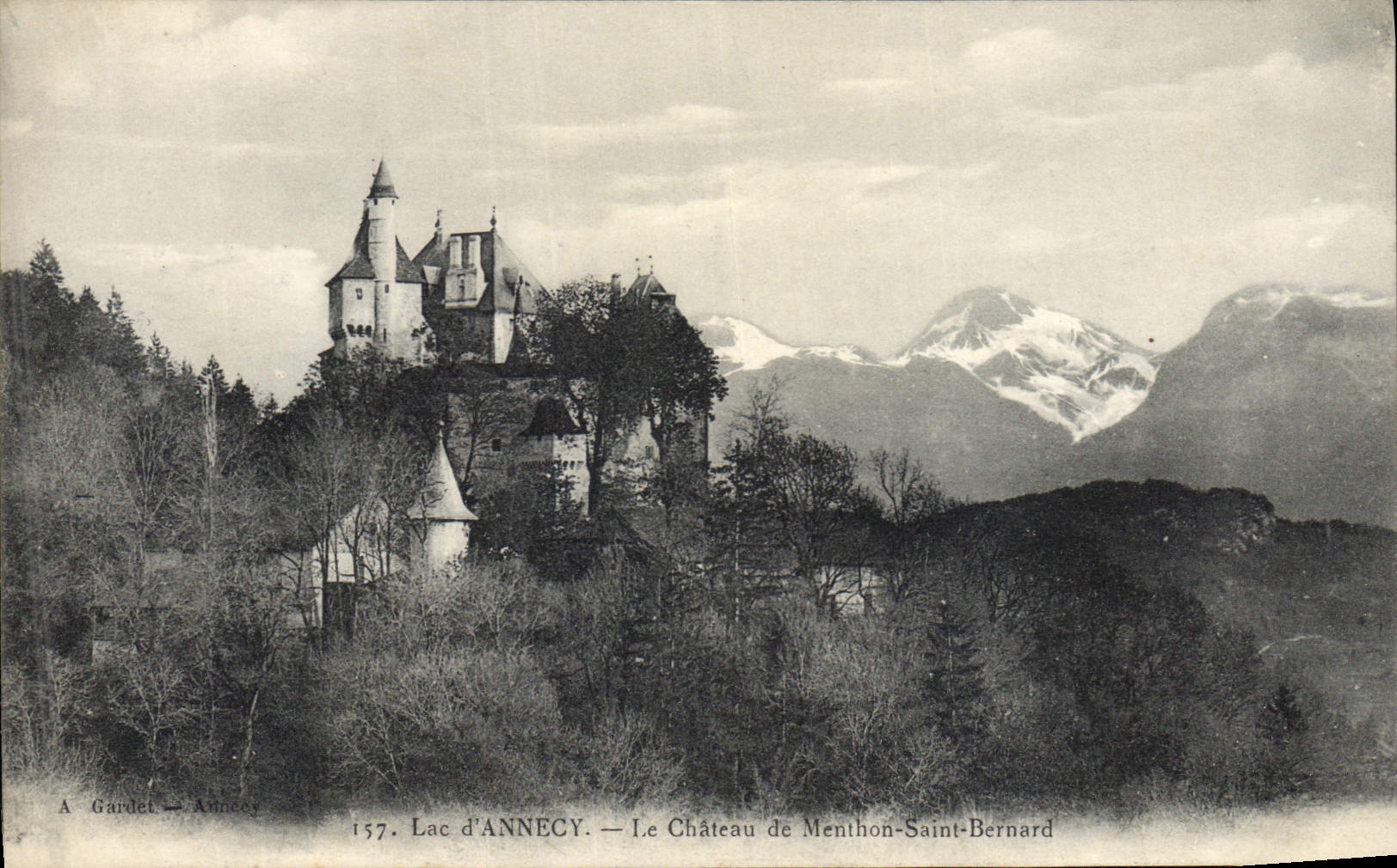 Vintage Postcard Castle of Holy Menthon Bernard Lac of Annecy