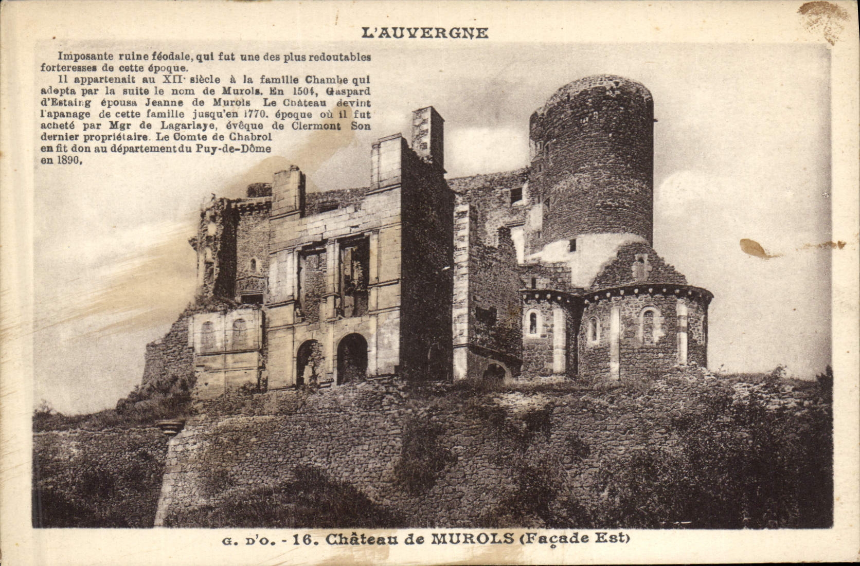 Vintage Postcard Castle of Murols Auvergne