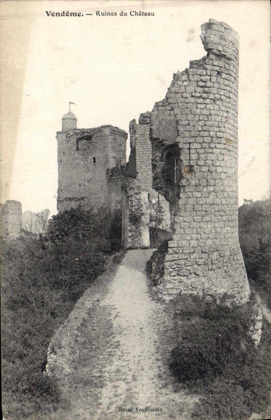 Vintage Postcard Vendome Ruins of the Castle