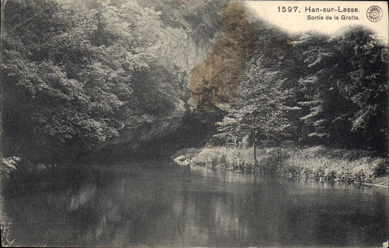 CPA Grotte Grottes Han sur Lesse Sortie de la grotte