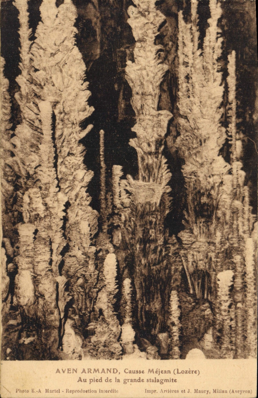 Vintage Postcard Cave Caves Swallow-hole Armand Causse Mejean At the bottom of the large stalagmite