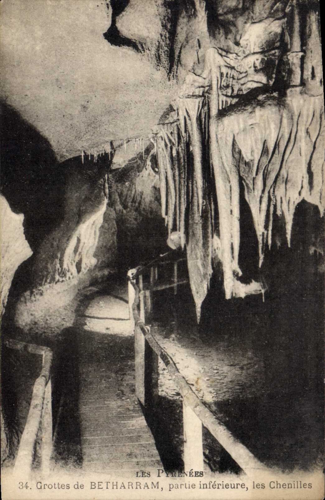 Vintage Postcard Cave Caves of Betharram lower part caterpillars