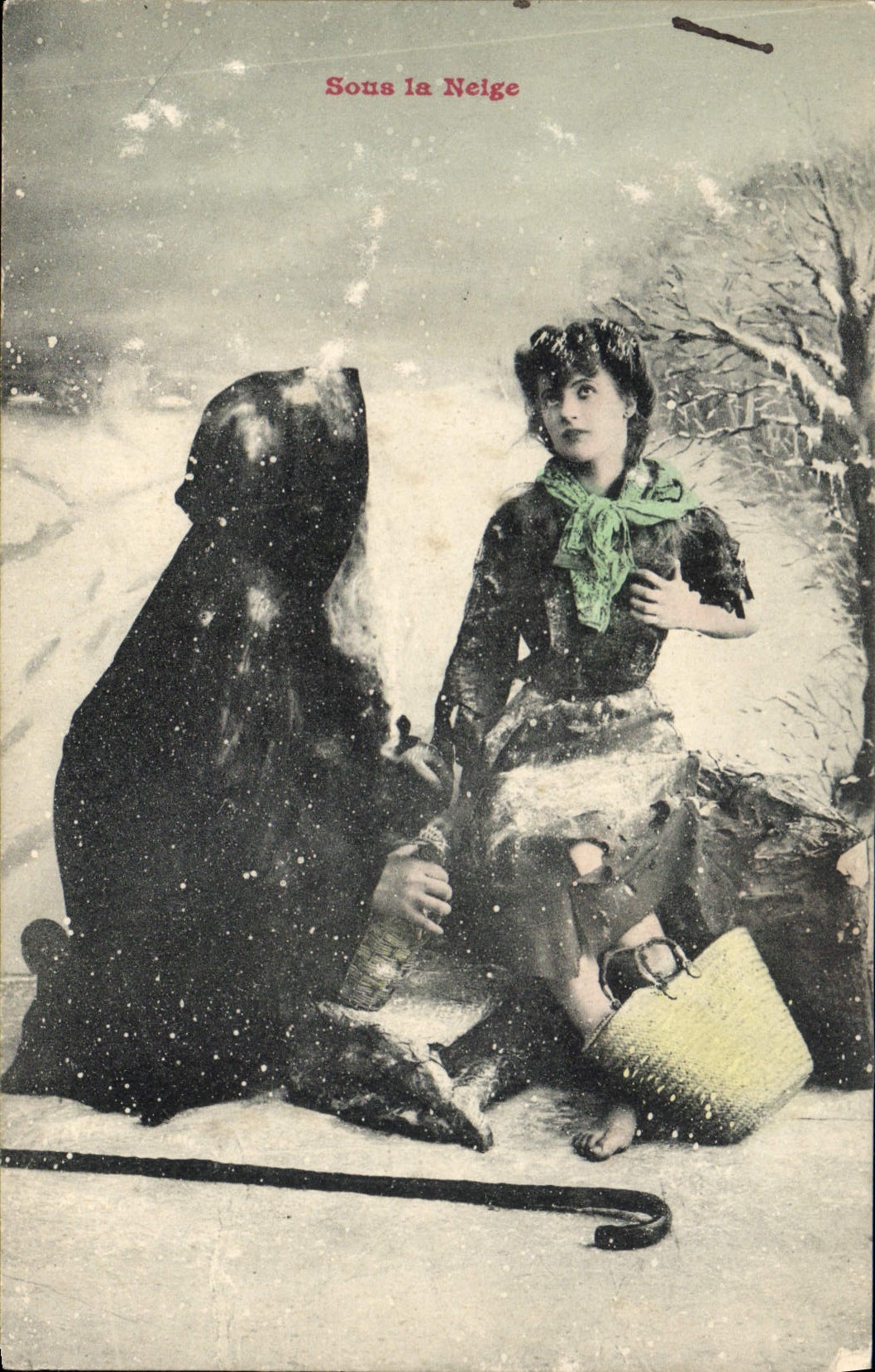 Vintage Postcard Fantasy Under snow Father St Nicolas