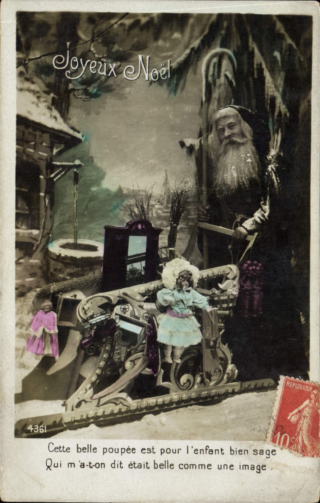 CPA Fantaisie Pere Noel Poupee
