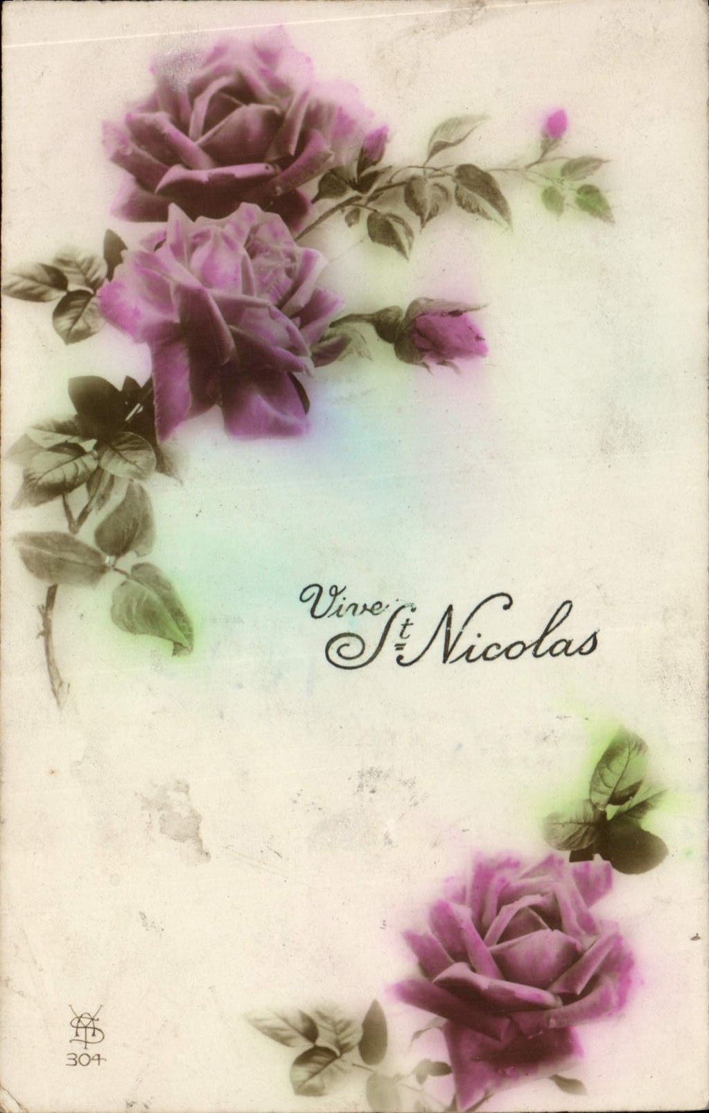 CPA Fantaisie St Nicolas Fleurs