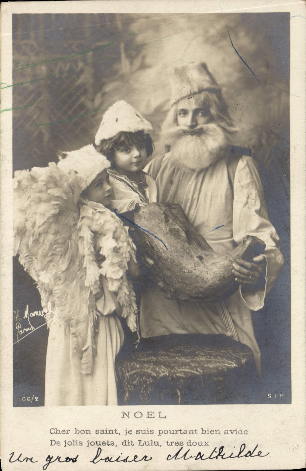 CPA Fantaisie Pere Noel Enfant