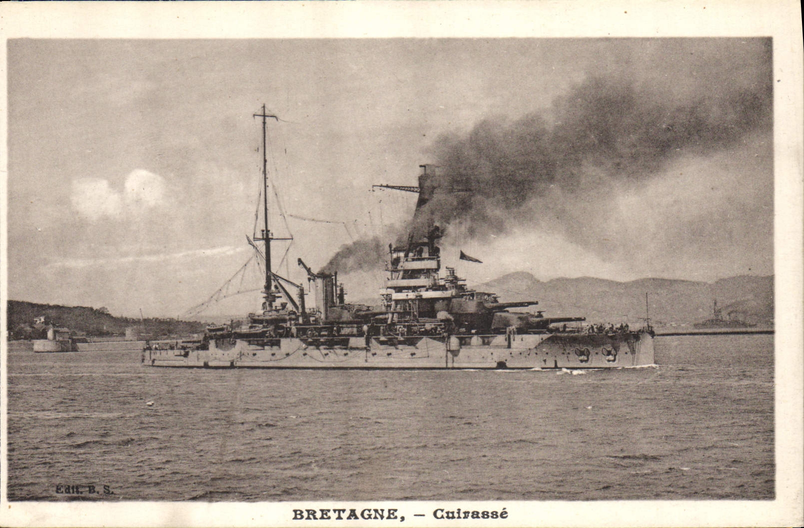 Vintage Postcard Warship Brittany Armours