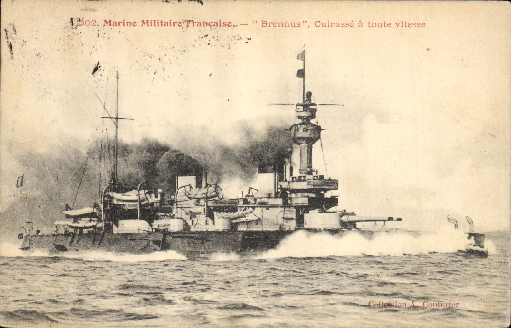 CPA Bateau de Guerre Brennus Cuirasse a toute vitesse