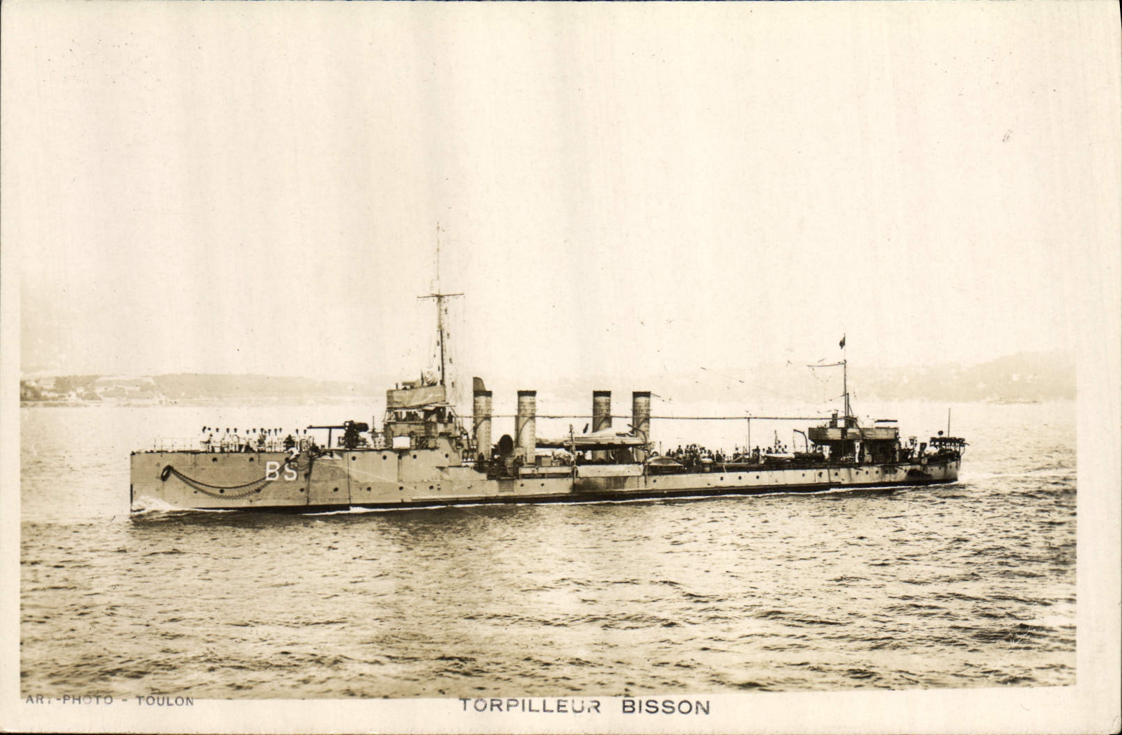 Vintage Postcard Warship Destroyer Bison
