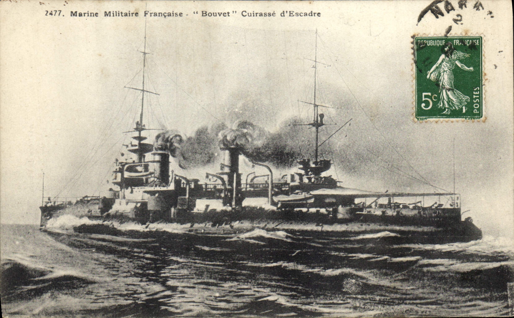 CPA Bateau de Guerre Bouvet Cuirasse d'escadre