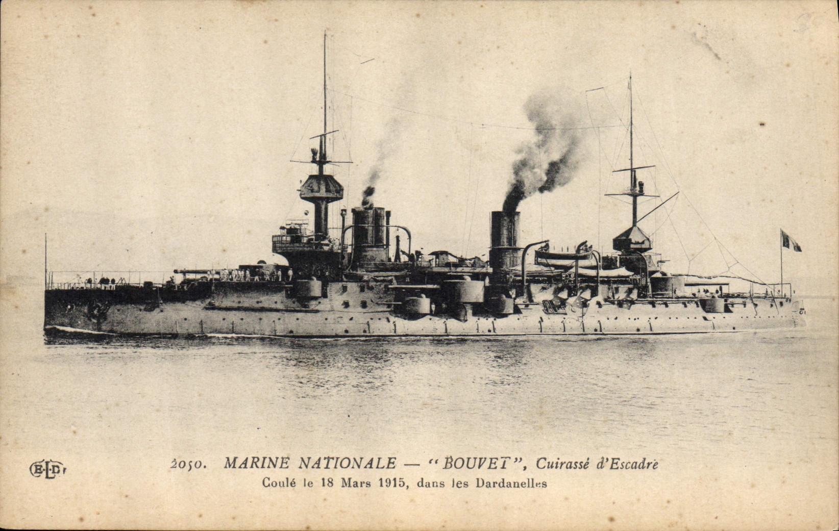 Vintage Postcard Warship Grooving plane Armours Coule squadron in Dardanelles