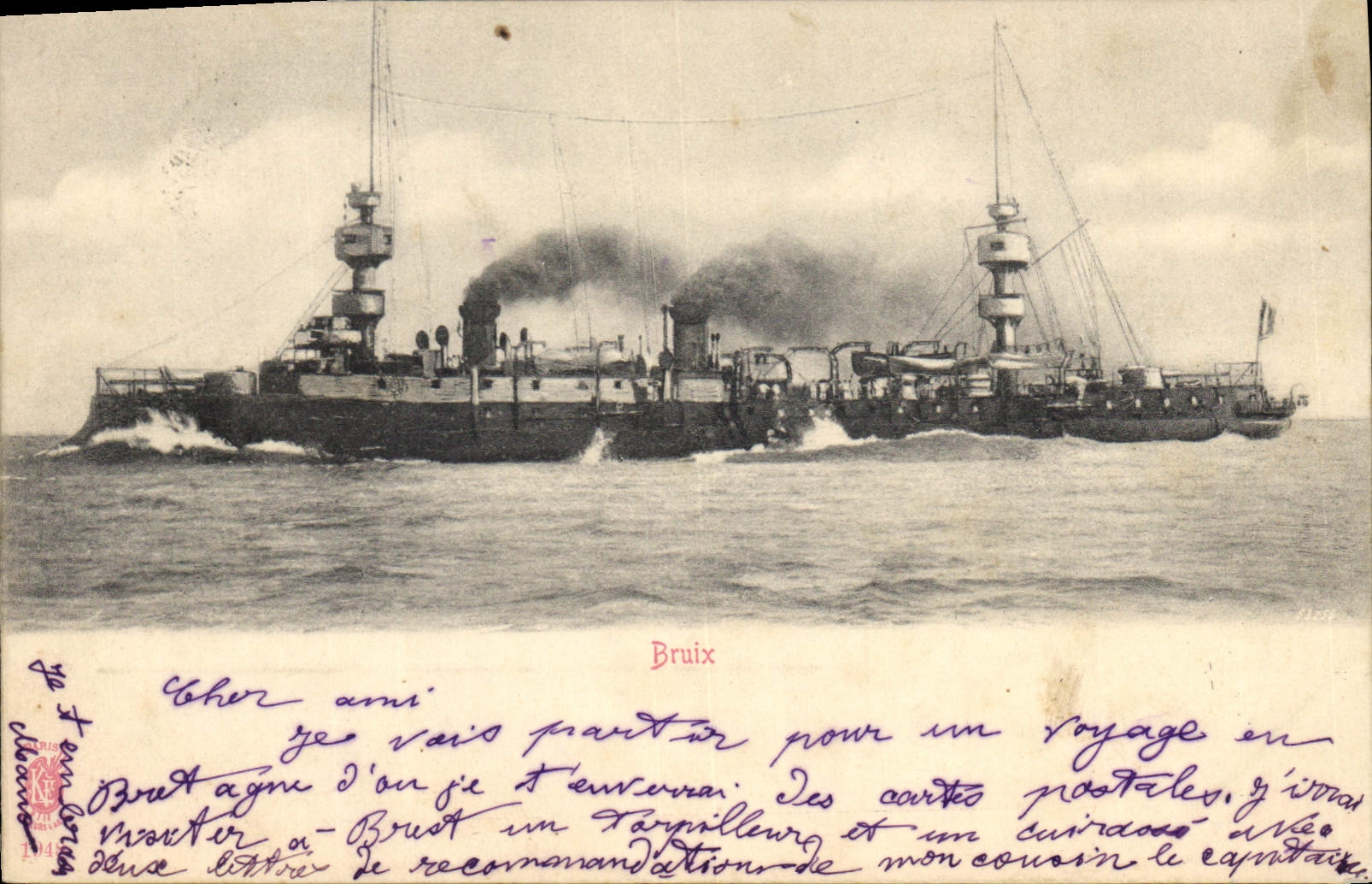 Vintage Postcard Warship Bruix