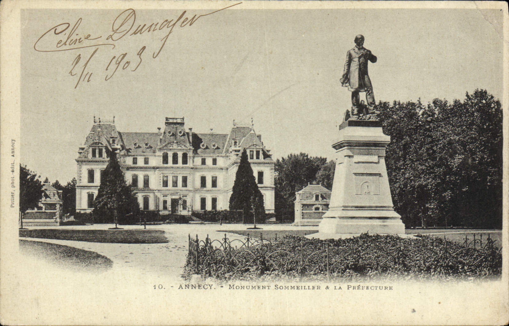 Vintage Postcard Prefecture Annecy Monument Sommeriller and prefecture