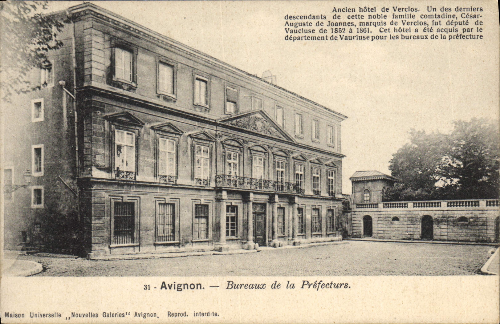 Vintage Postcard Offices of the Avignon Prefecture