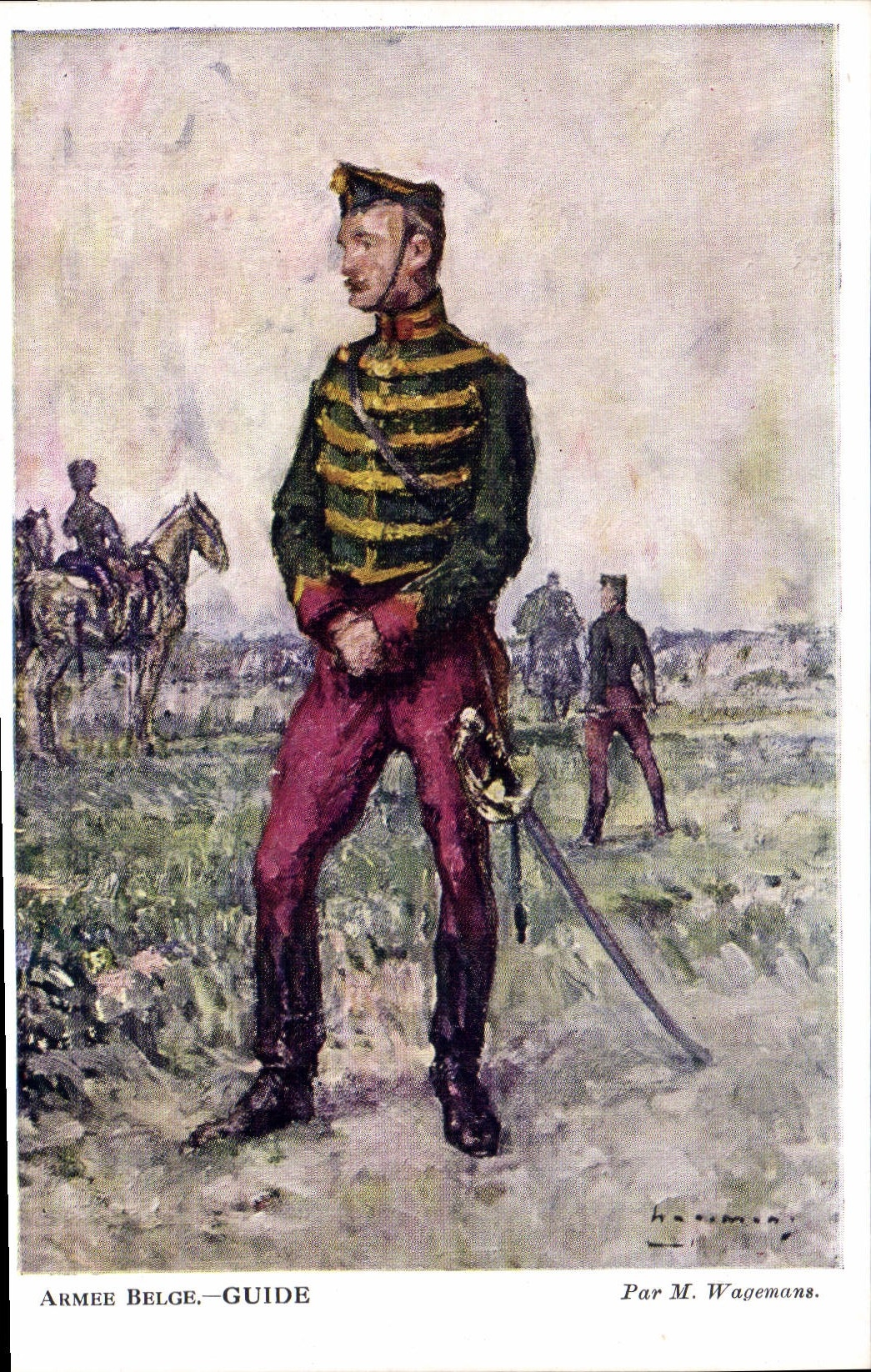 Vintage Postcard Militaria Armed Belgian Wagemans Guide