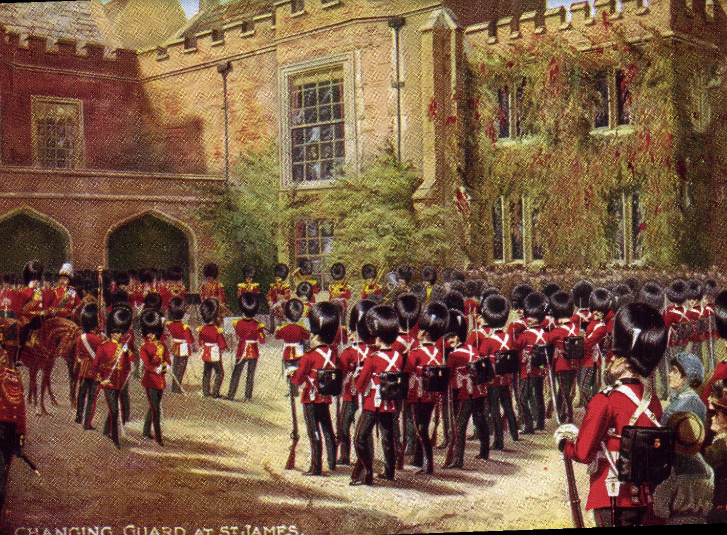 Vintage Postcard Militaria Changing Guard At St James London