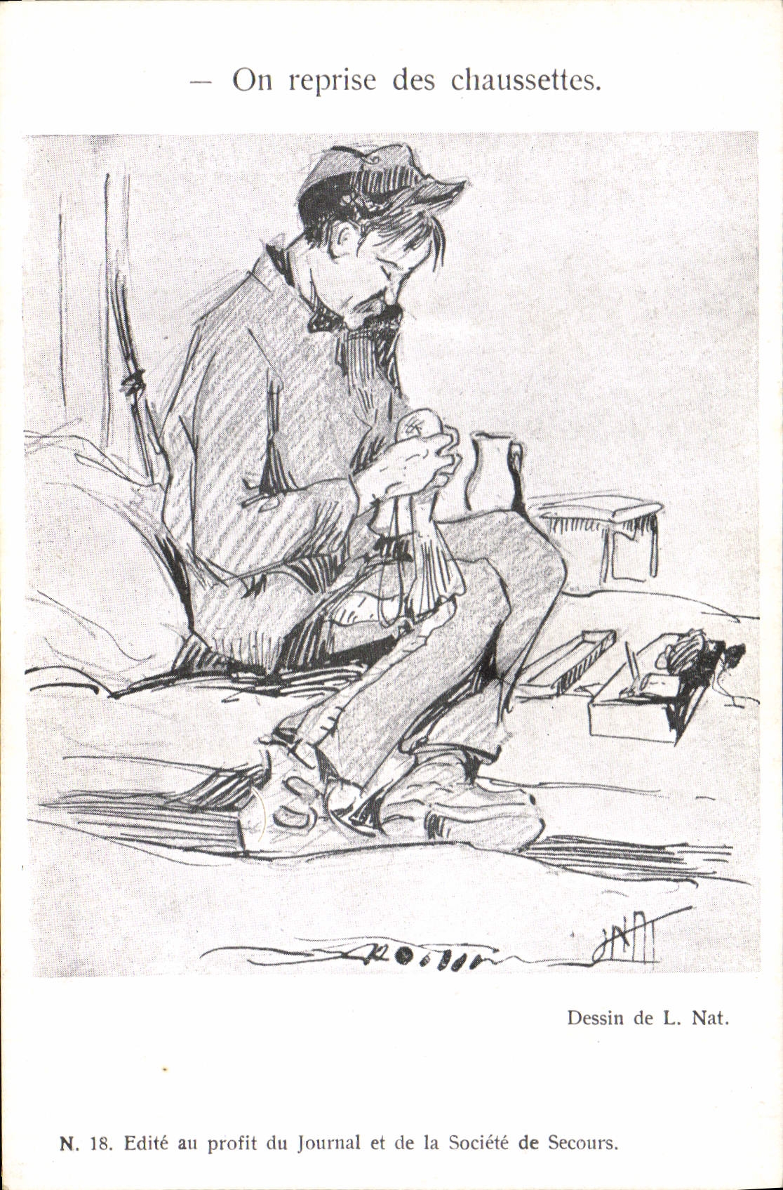 CPA Militaria On reprise des chaussettes Nat