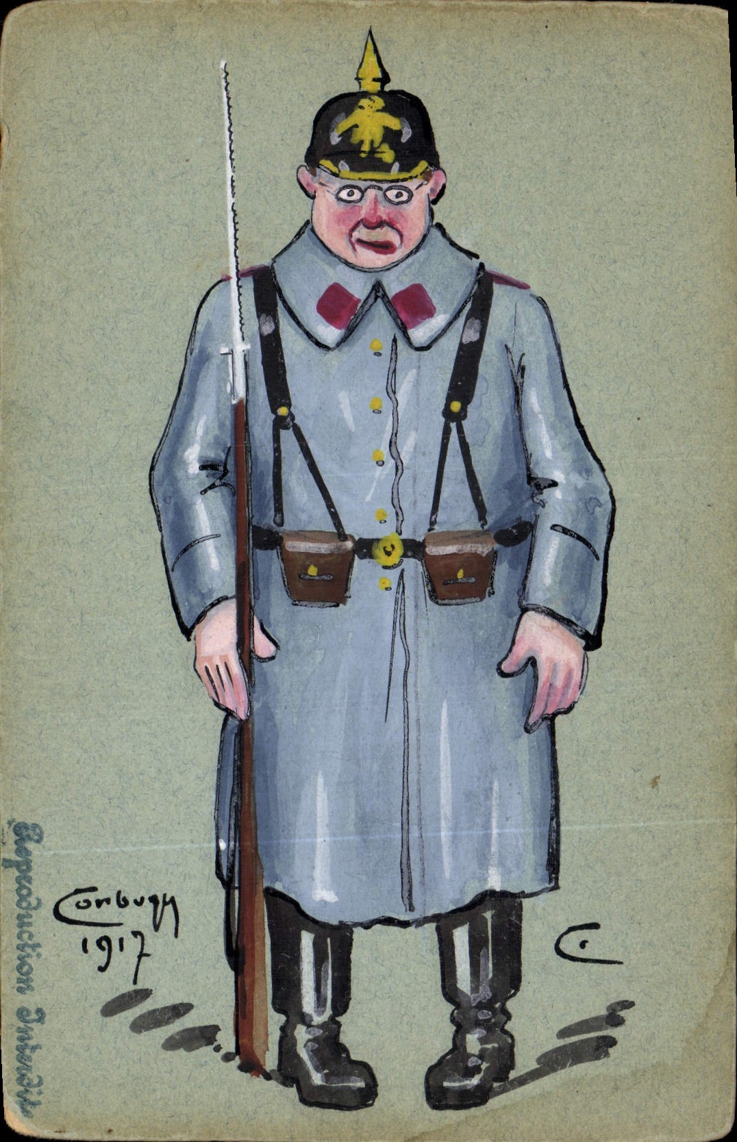 CPA Fantaisie Soldat Militaria (dessin a la main) 