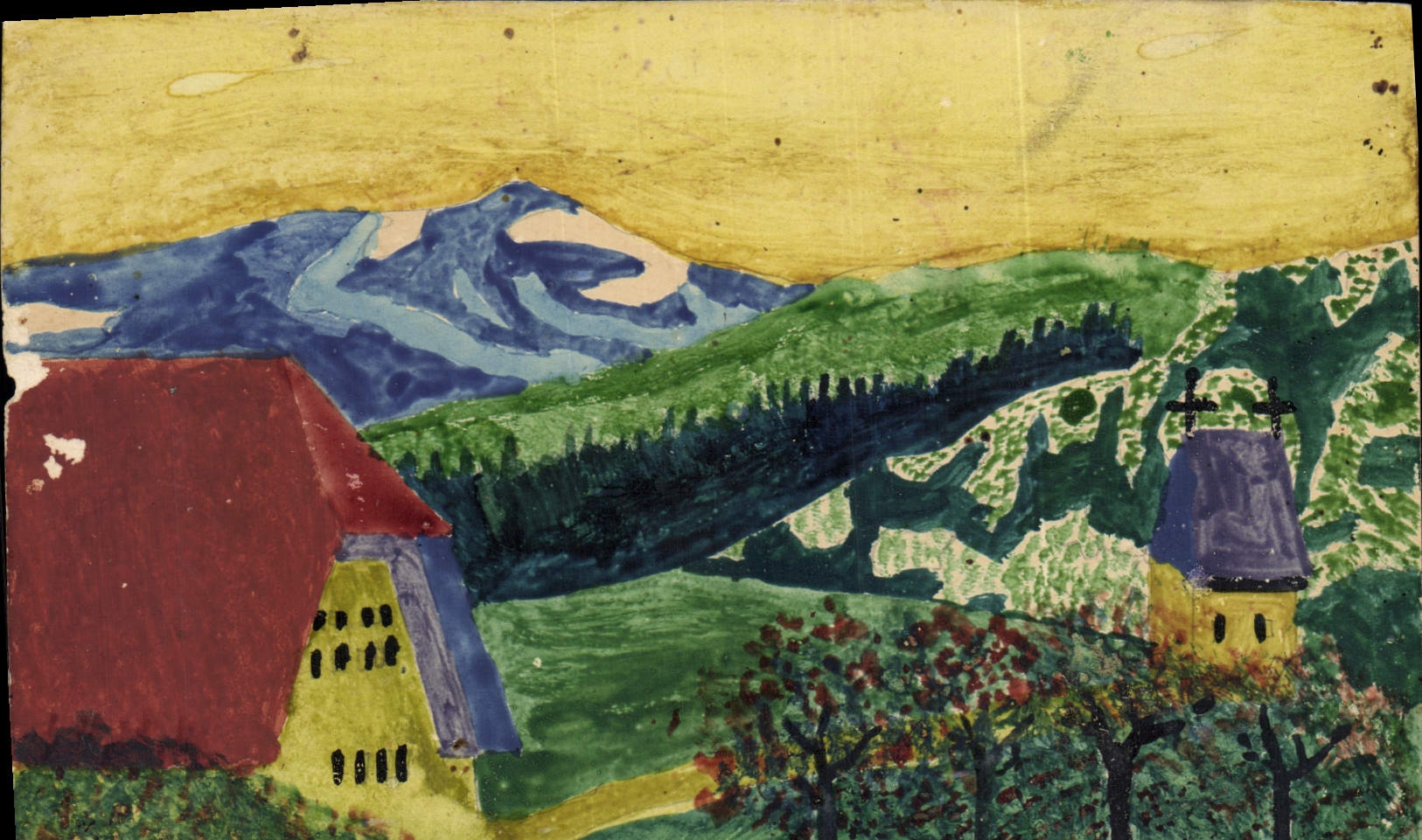 CPA Fantaisie Paysage (dessin a la main) 