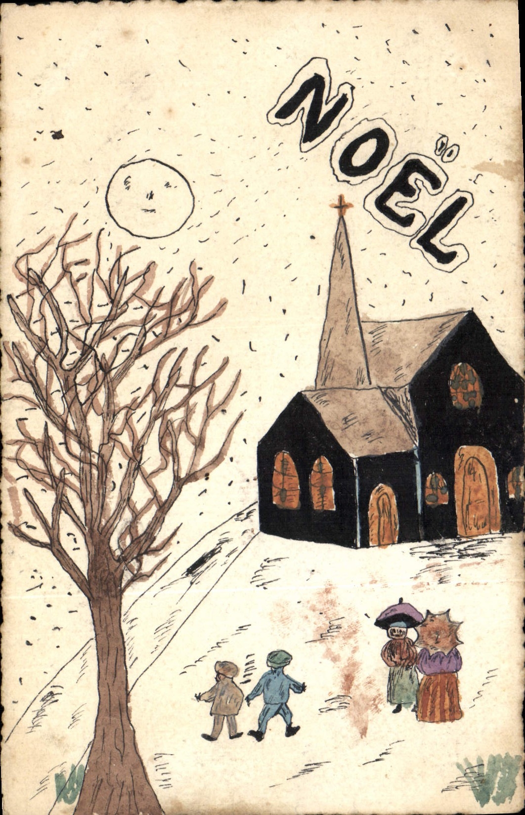 Vintage Postcard Fantasy Christmas (drawing has the hand)