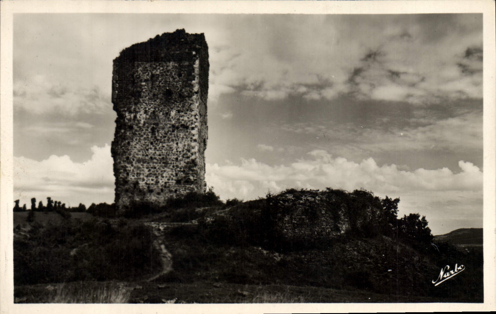 Dirtied Vintage Postcards Castle of Salat Ruins and old woman tower