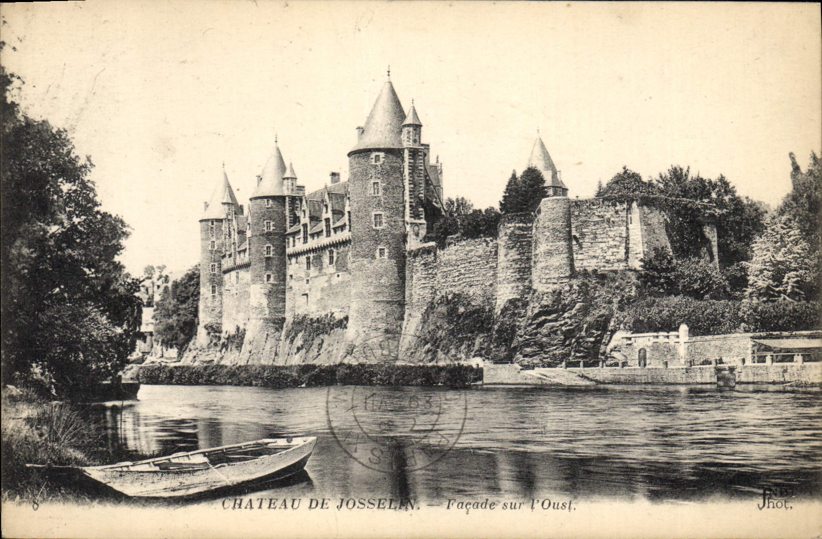 Vintage Postcard Castle of Josselin Frontage on Oust