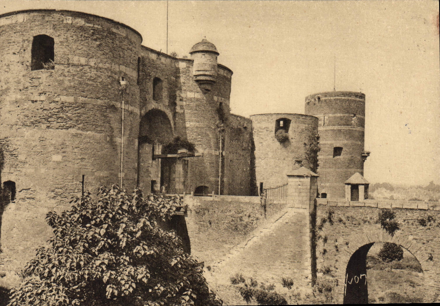 Vintage Postcard Angers the entry of the Castle