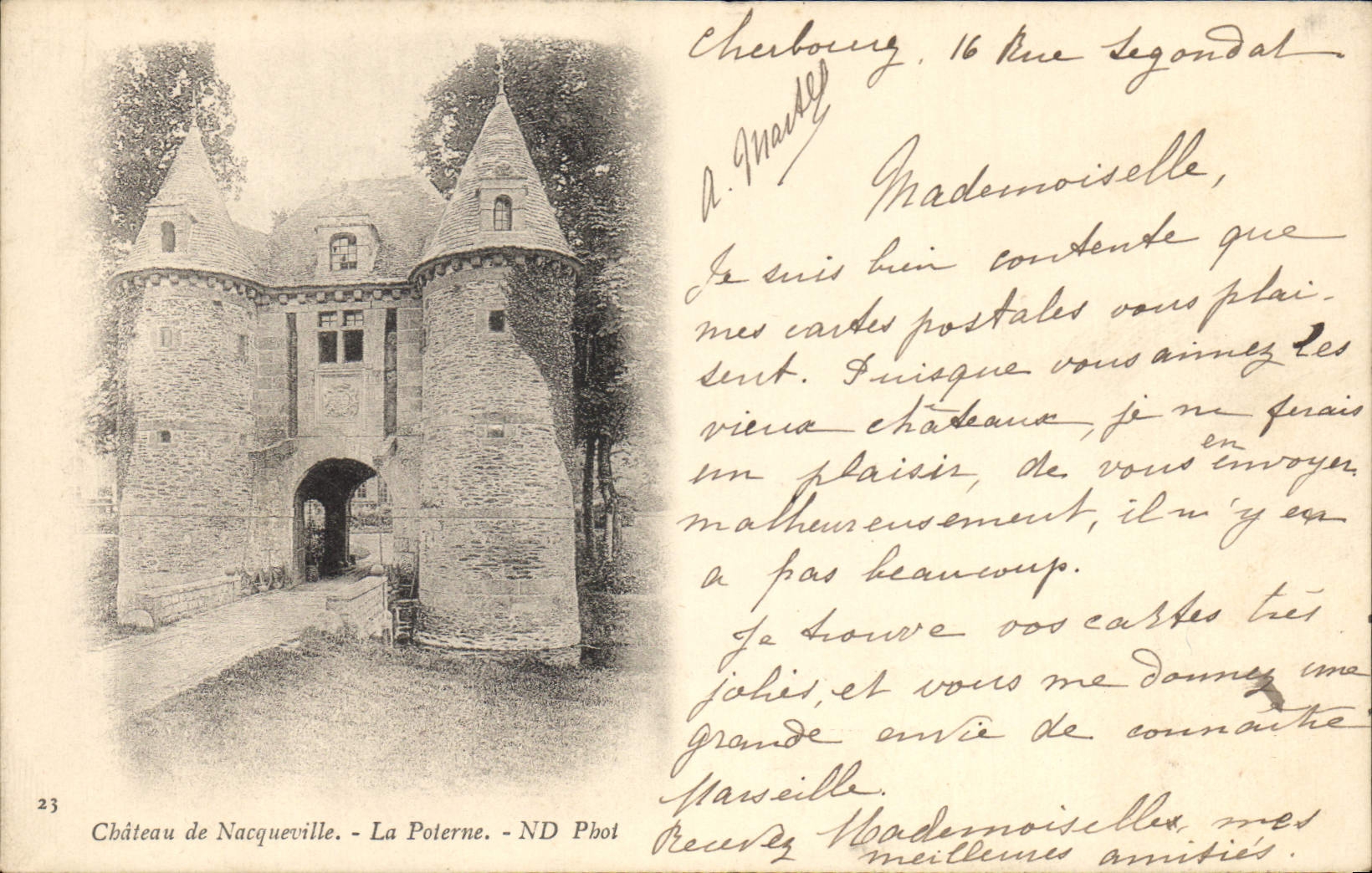 Vintage Postcard Castle of Nacqueville the postern